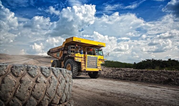 Giant opencast mining tipper truck