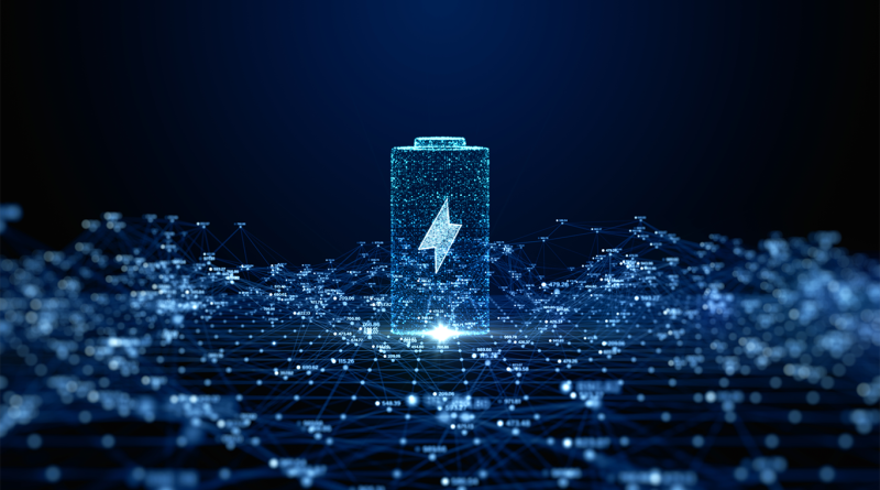 Digital image of a battery surrounded by lithium to support Rio Tinto article