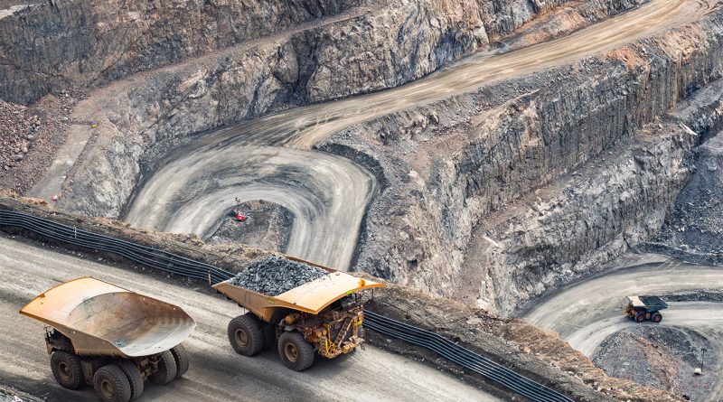 Aerial view of the Morila gold mine in Mali with mining infrastructure and equipment ready for redevelopment