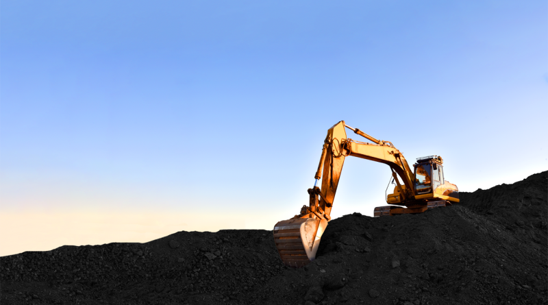 Construction machinery and earthworks heavy equipment for excavation at quarry